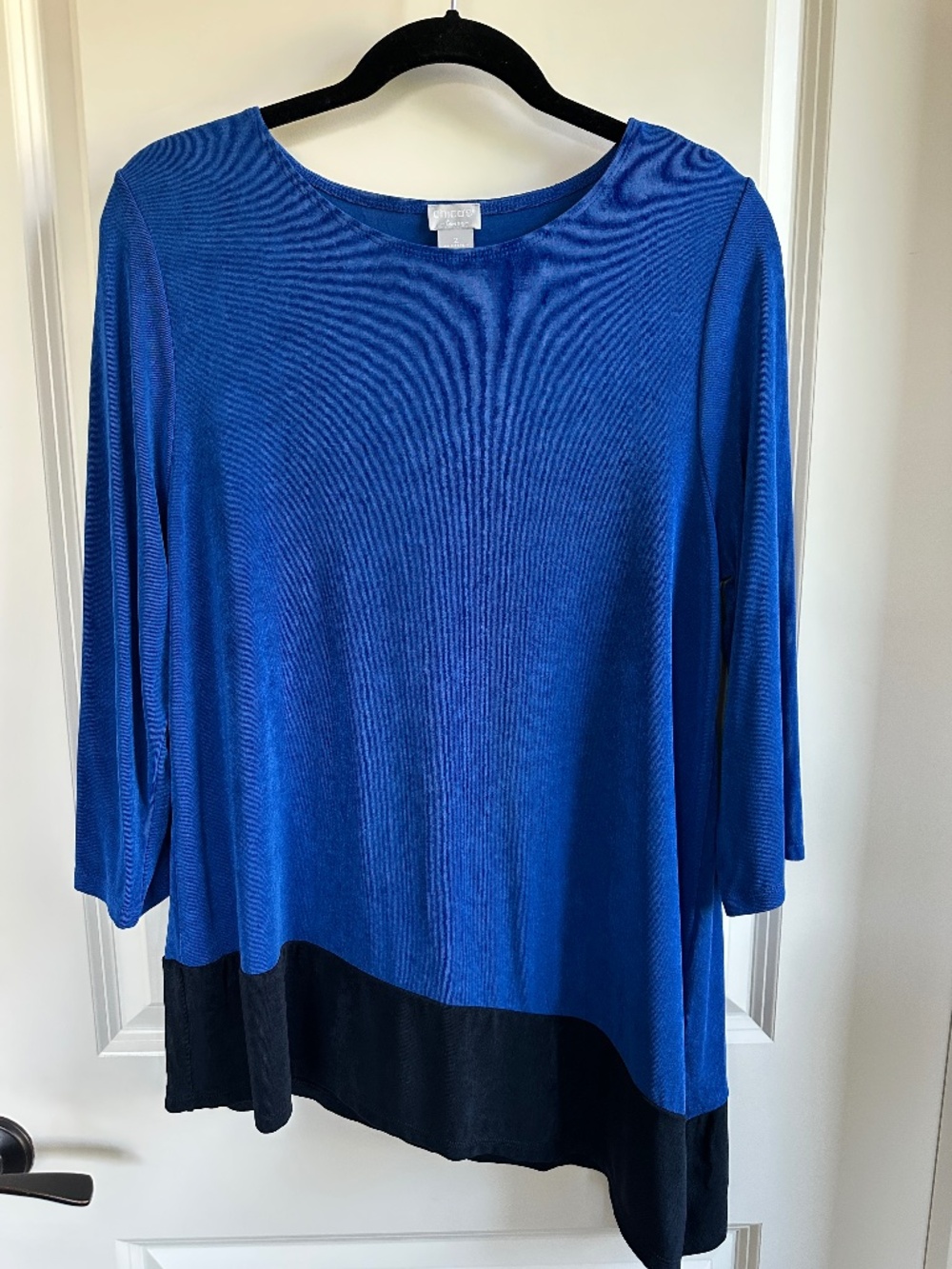 Chico's Travelers Blue & Black Tunic  Top Chico's Size 2 / US 12 /L